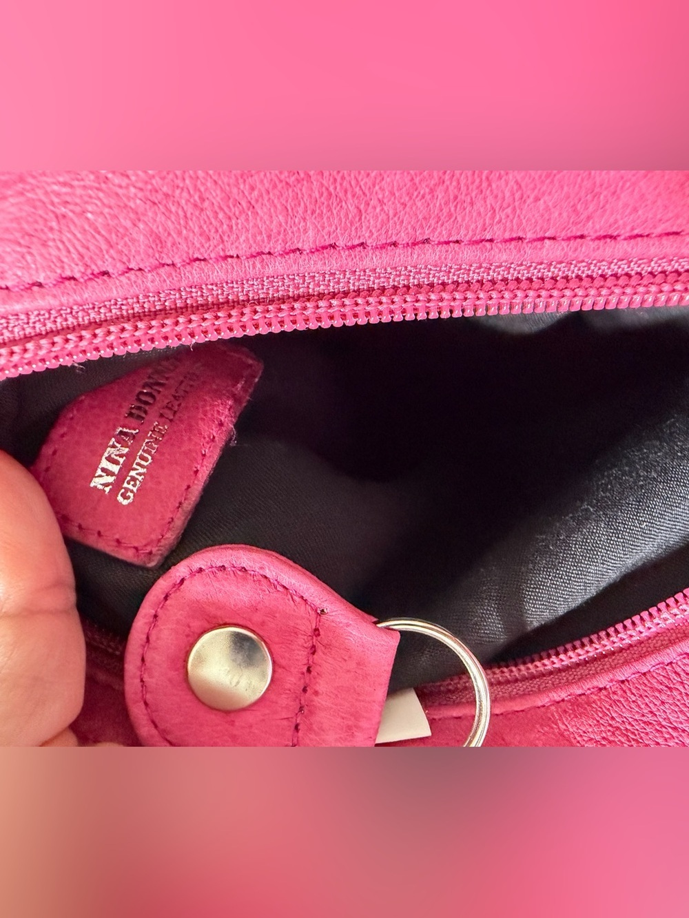 Nina Donna crossbody pink bag hidden pocket - Picture 7 of 9